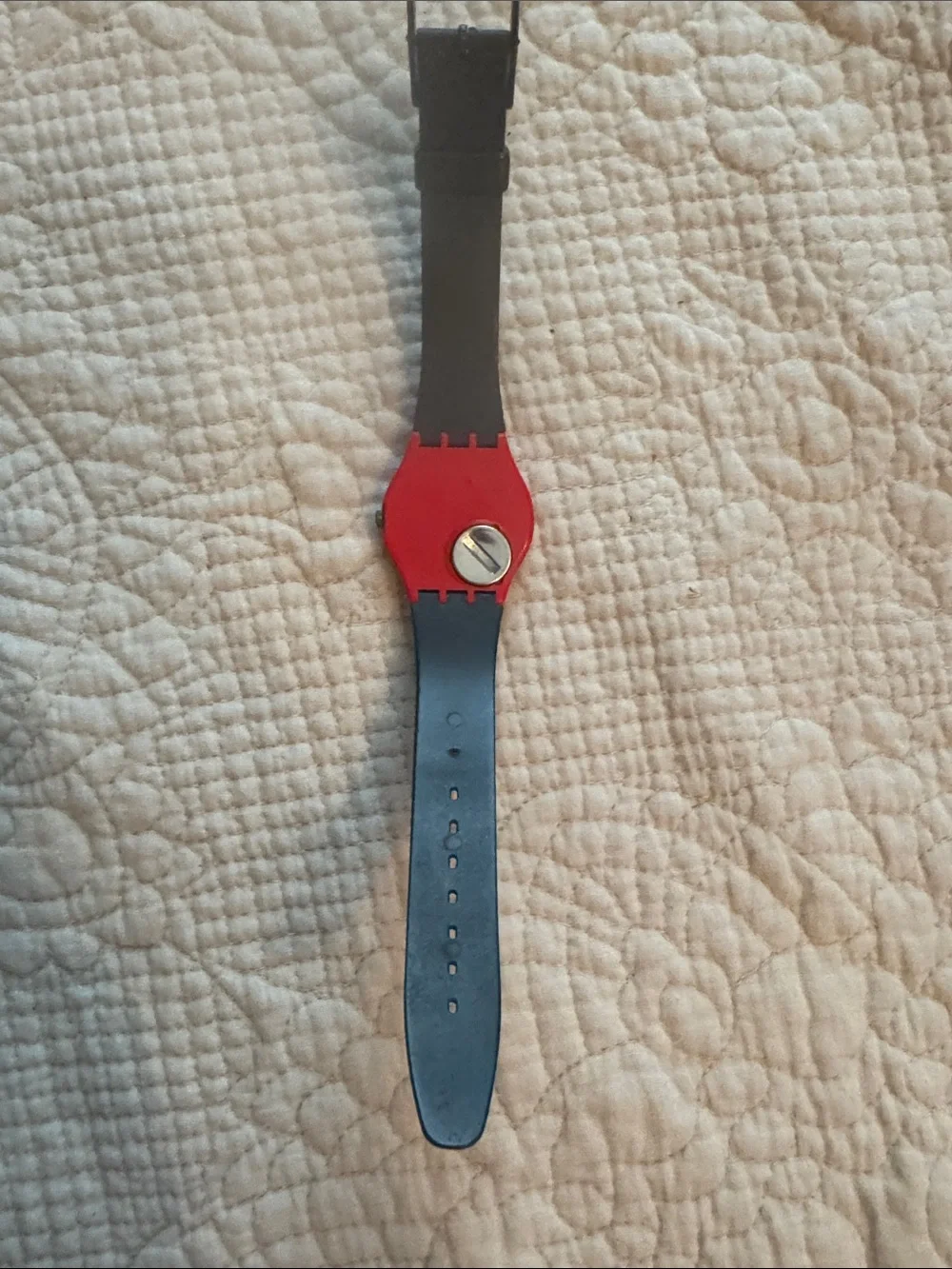 Swatch Watch CompuTech Compu Tech Red Bezel Grey Band 80’s